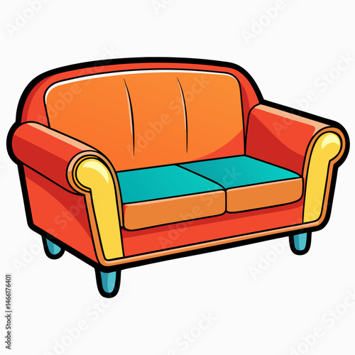 red sofa isolated on white