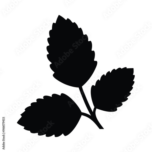 mint leaves vector silhouette icon - perfect for food, farming, or nutrition concepts.