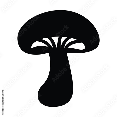 mushroom vector silhouette icon - perfect for food, farming, or nutrition concepts.
