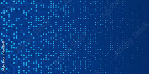 Half Tone Dots Digital Blue Background. Science, Technology, Digital Space Theme. 