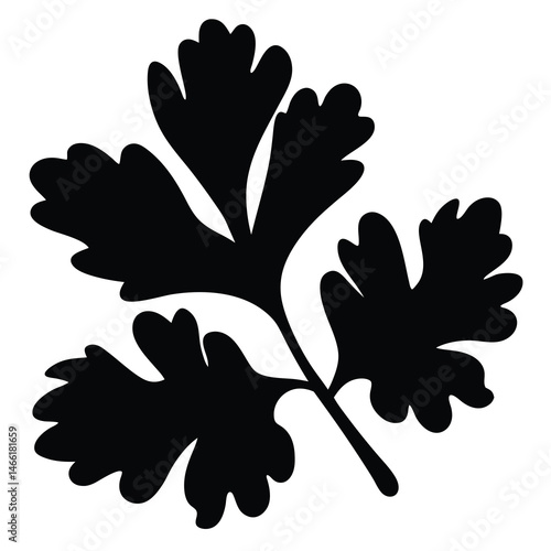 parsley sprig vector silhouette icon - perfect for food, farming, or nutrition concepts.