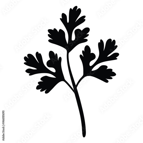parsley sprig vector silhouette icon - perfect for food, farming, or nutrition concepts.