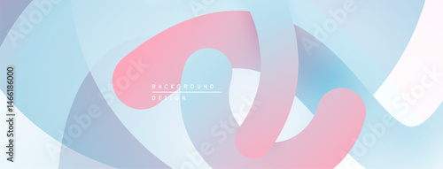 Abstract flowing shapes, pastel colors create modern background. Soft gradients, smooth transitions define design elements.