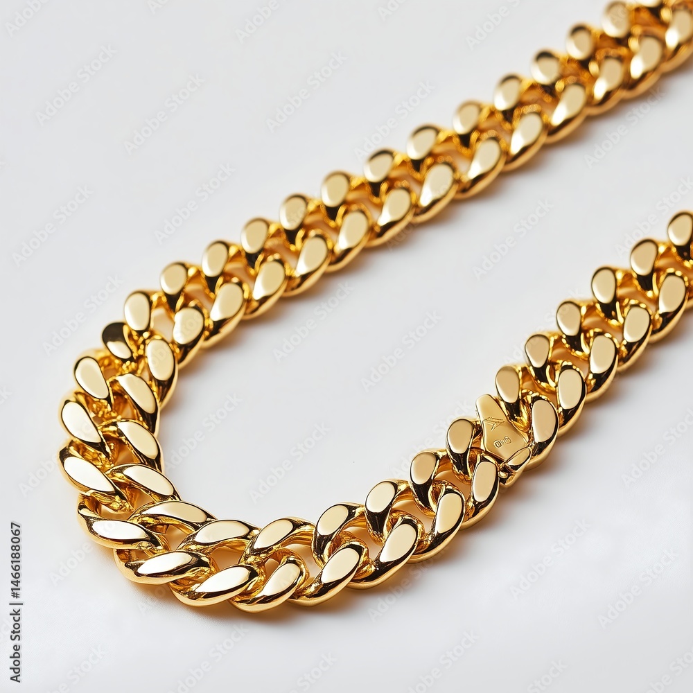Obraz premium Gold Necklace Jewelry: Elegant Jewelry Accessories with Metallic Chain and Shiny Surface for Modern Style and Statement Piece Fashion