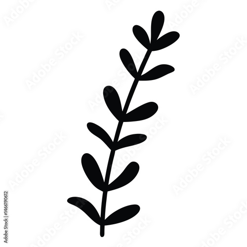 thyme sprig vector silhouette icon - perfect for food, farming, or nutrition concepts.