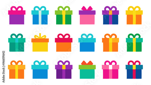 Colorful Gift Boxes Set Vector Illustration for Creative Packaging and Gift Ideas