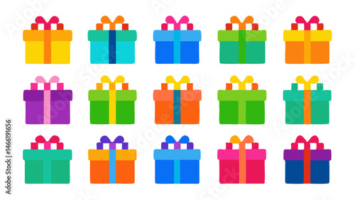Colorful Gift Boxes Set Vector Illustration for Vibrant Holiday Celebrations
