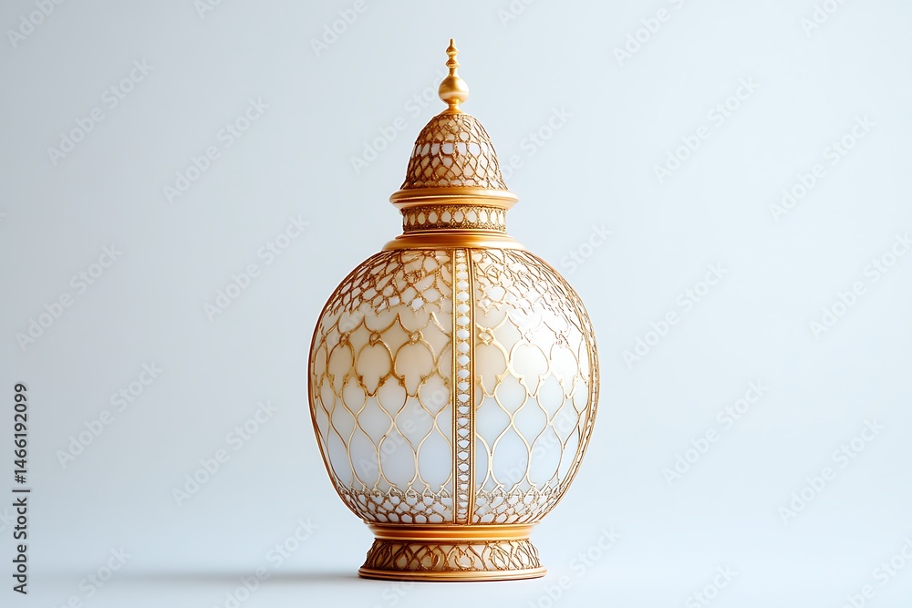 Fototapeta premium Elegant Gold and White Arabian Lantern Decorative Vase