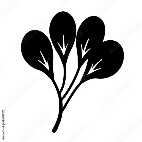 baby spinach vector silhouette icon - perfect for food, farming, or nutrition concepts.