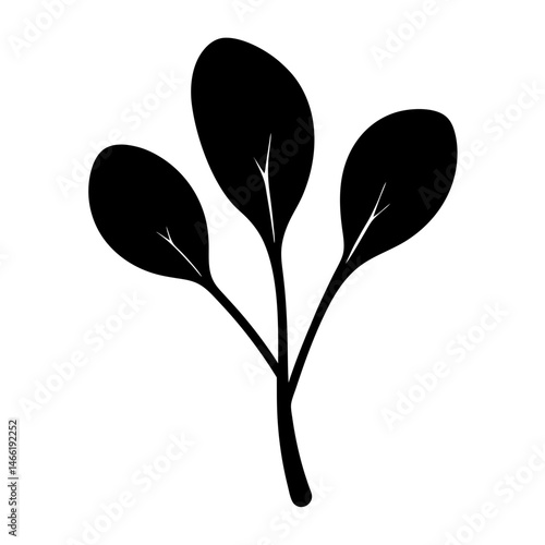 baby spinach vector silhouette icon - perfect for food, farming, or nutrition concepts.