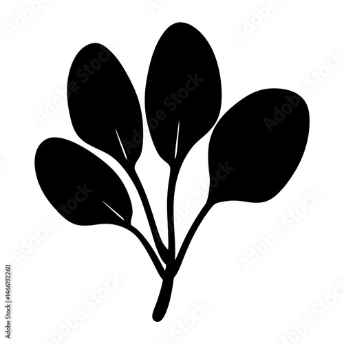 baby spinach vector silhouette icon - perfect for food, farming, or nutrition concepts.