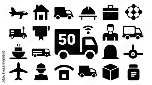 Delivery Logistics Icon Set - Vector Icons for Efficient Transportation and Distribution Systems