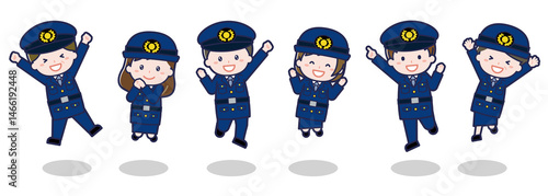 いろいろな人物セット_はしゃぐ_警察官