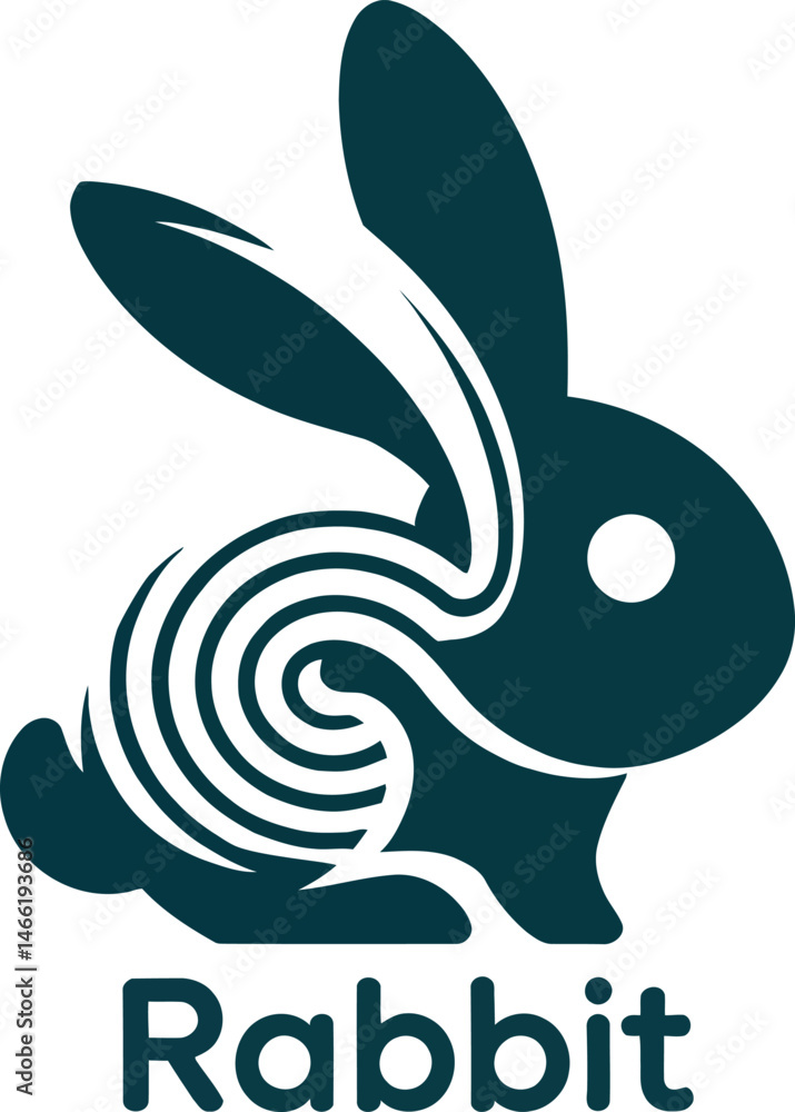 Rabbit Logo – Bold, Spiraled Bunny Symbol for Modern Brands Rabbit Logo – Bold, Spiraled Bunny Symbol for Modern Brands
