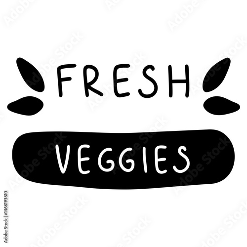  fresh veggies text with leaves vector silhouette icon - perfect for food, farming, or nutrition concepts.