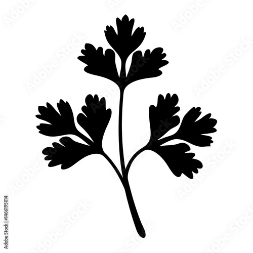 parsley sprig vector silhouette icon - perfect for food, farming, or nutrition concepts.