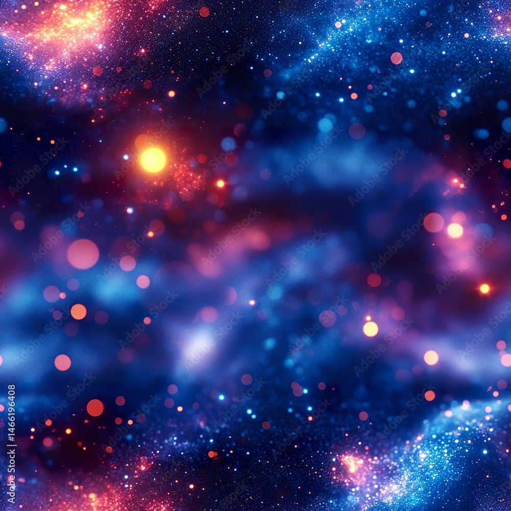 Fototapeta premium Ethereal cosmic background with soft-focus lights, bokeh circles, and glittery starlight accents. --tile 