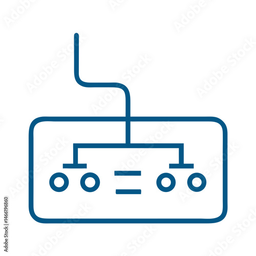 Router with network ports icon in blue outline style