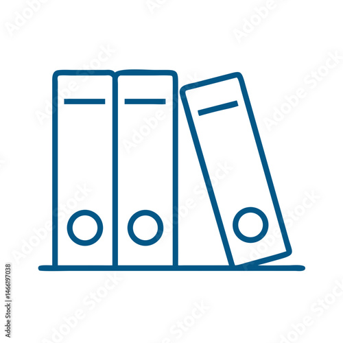 Office binders icon in blue outline style