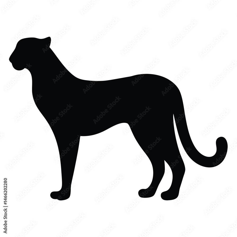 Obraz premium cheetah vector silhouette icon - , ideal for wildlife, safari, and animal-themed illustrations.