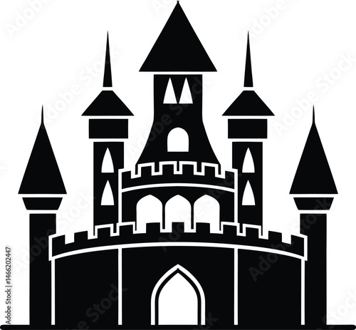 Wallpaper Mural Fairy tale castle vector - enchanted kingdom outline, JPEG EPS PNG design Torontodigital.ca