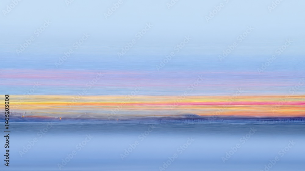 Fototapeta premium Serene sunrise over calm sea gradient horizon soft pastel colors tranquil ocean scenery minimalist nature backdrop peaceful seascape view