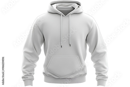 Crisp, bright white hoodie with a centered pouch and long sleeves displayed against a clean, white background