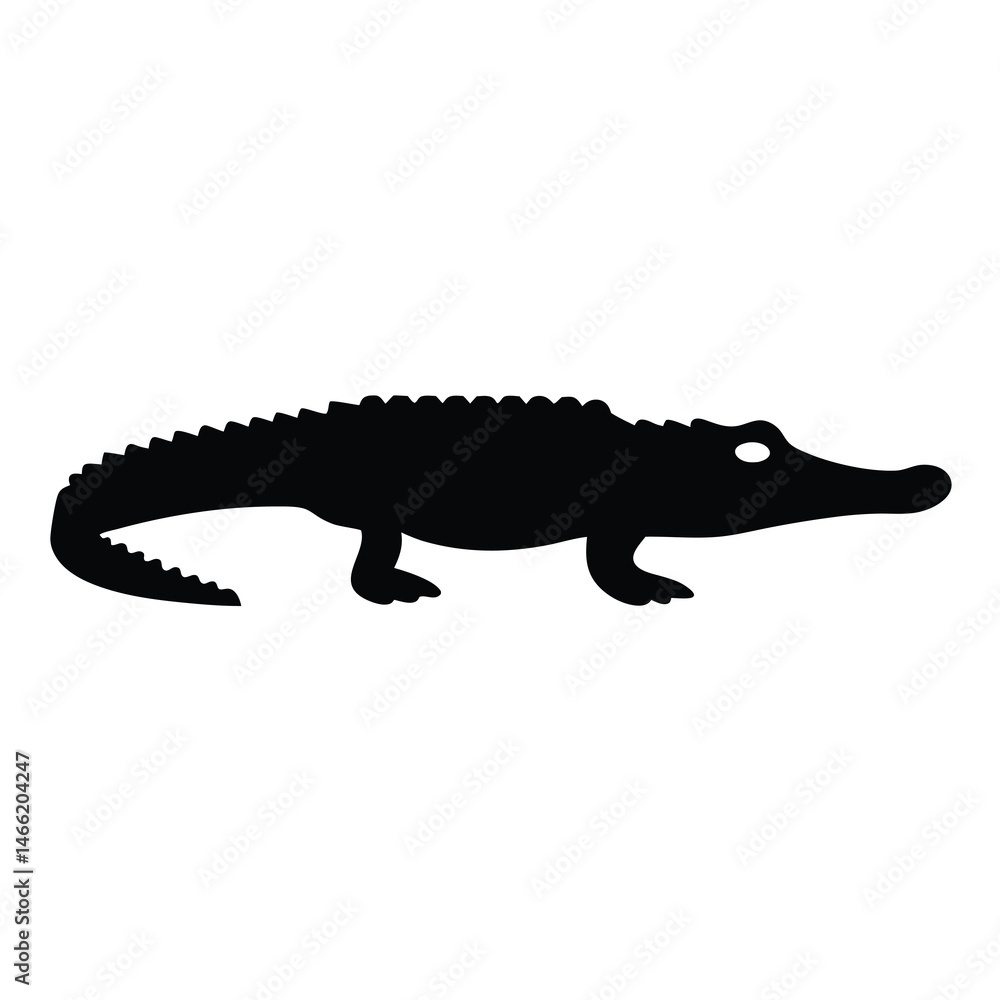Fototapeta premium crocodile vector silhouette icon - , ideal for wildlife, safari, and animal-themed illustrations.