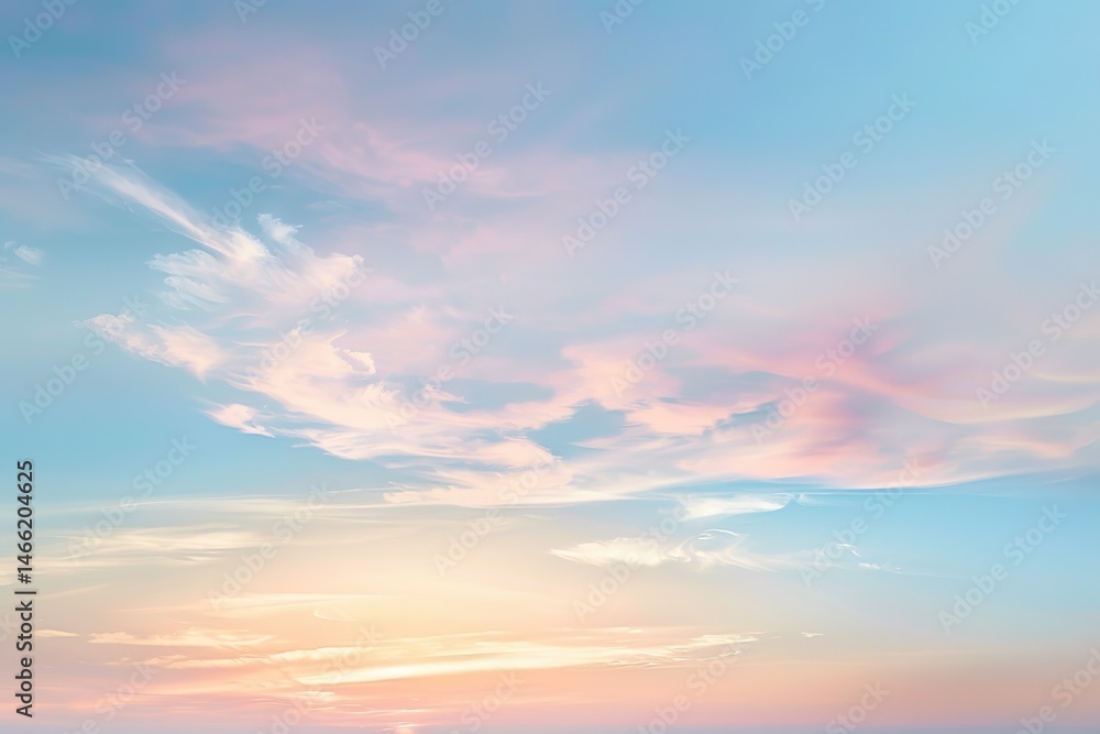 Obraz premium Vibrant sky featuring soft pink and orange hues blending beautifully with light blue tones