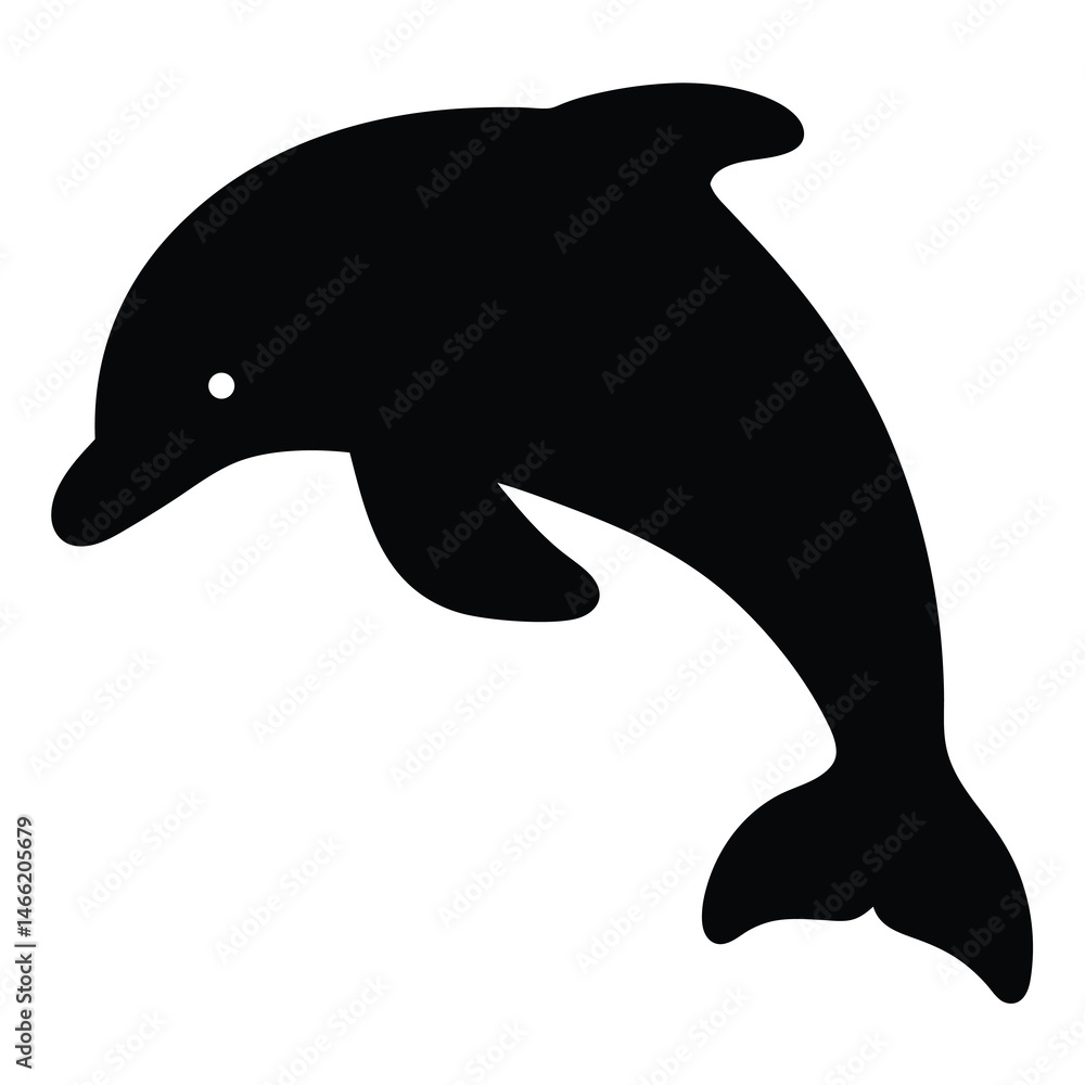 Fototapeta premium dolphin vector silhouette icon - , ideal for wildlife, safari, and animal-themed illustrations.