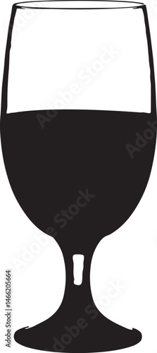 Wine Glass Silhouette Icon – Black Vector Drink Illustration.