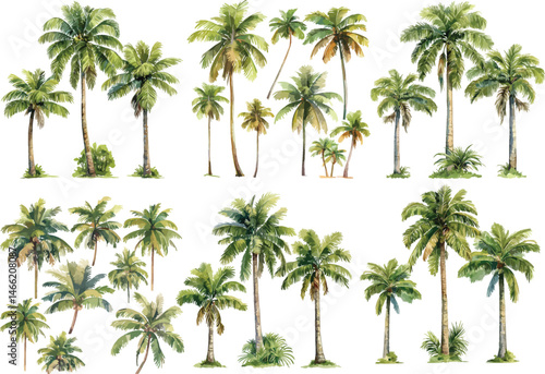 palm tree watercolor clipart