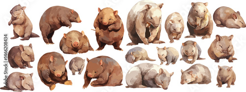 wombat watercolor clipart