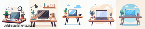 Organized Workspace with Laptop and Stationery