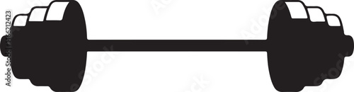 Vector hand drawn silhouette of curved dumbbell isolated on white background. Template for sport icon, symbol, logo or other branding