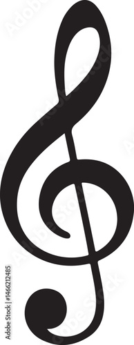 Treble clef on white background
