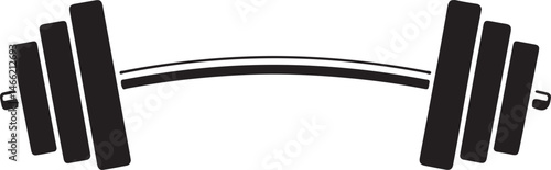 Vector hand drawn silhouette of curved dumbbell isolated on white background. Template for sport icon, symbol, logo or other branding