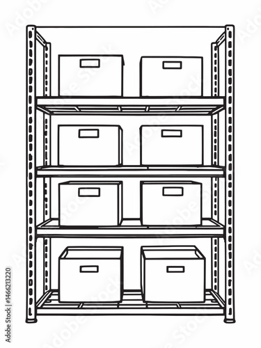 metal shelve line art clean industrial home decor piece.eps
