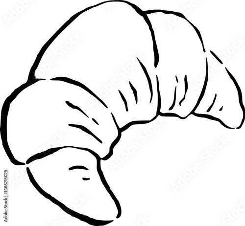 Handdrawn Lineart Croissant Vector Illustration
