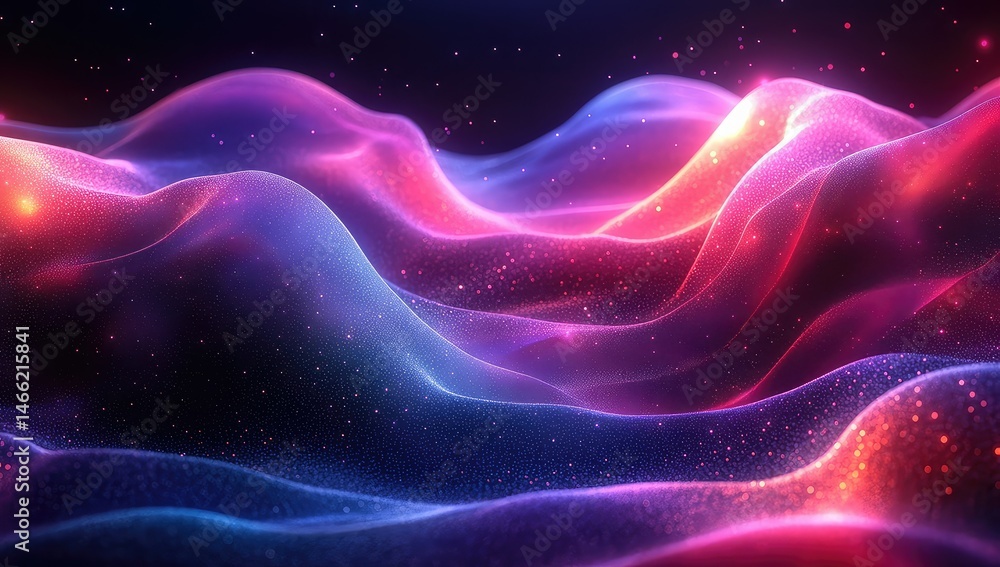 Fototapeta premium Glowing Neon Waves Abstract Background.
