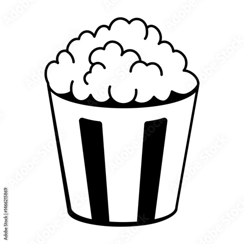 A sketchy style icon showing a popcorn bucket 
