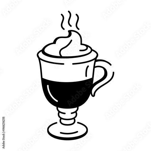 A sketchy style icon showing a hot cocoa mug