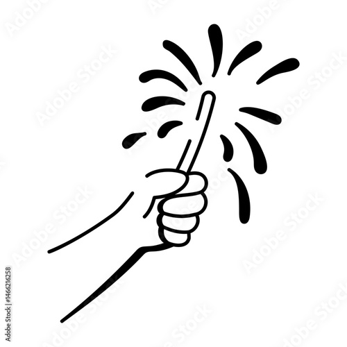 A hand drawn style icon depicting a party sparkler flame
