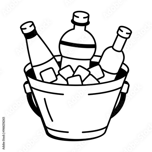 A hand drawn style icon showing a champagne bucket
