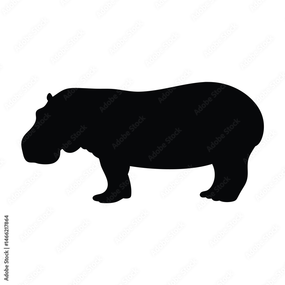 Fototapeta premium hippo vector silhouette icon - , ideal for wildlife, safari, and animal-themed illustrations.