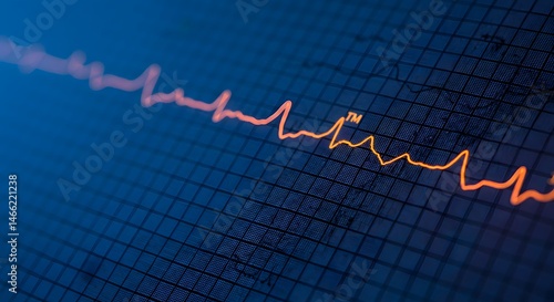 Vibrant EKG Heartbeat Line Graph on a Dark Blue Grid Background