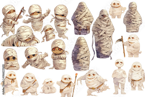 mummy watercolor clipart