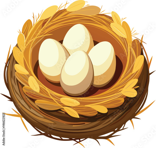 Bird nest with eggs
