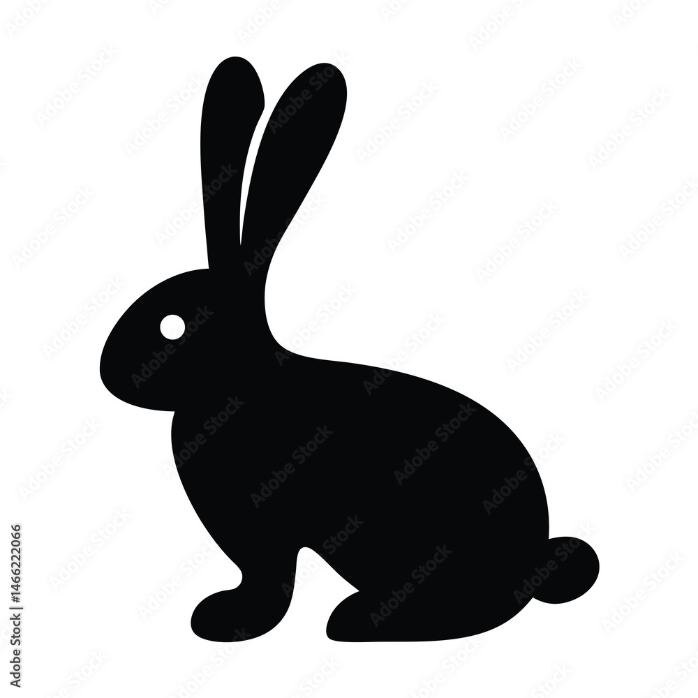 Obraz premium rabbit vector silhouette icon - , ideal for wildlife, safari, and animal-themed illustrations.