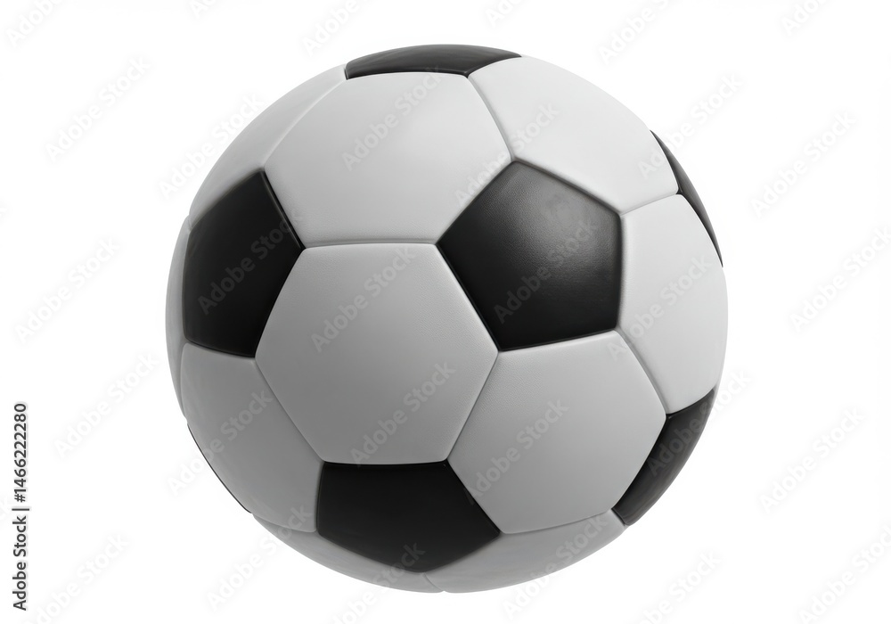 A close up of a soccer ball with white and dark colored patches isolated on white background A close up of a soccer ball with white and dark colored patches isolated on white background